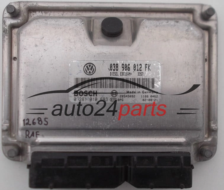 KOMPUTER STEROWNIK SILNIKA SEAT LEON 1.9 TDI ASV 038906012FK, 038 906 012 FK, BOSCH 0 281 010 683, 0281010683, DIESEL EDC15VM+ 3357, 28SA5092