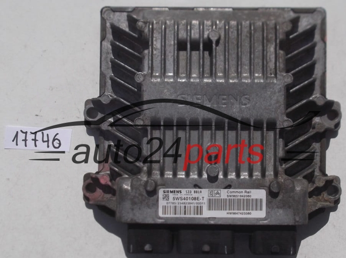 ECU CENTRALITA DE MOTOR CITROEN BERLINGO 2.0 HDI SIEMENS 5WS40108E-T, 5WS40108ET, SW9651942080, HW9647423380, SID801A