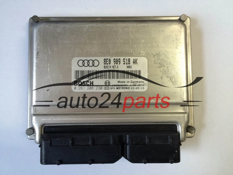KOMPUTER STEROWNIK SILNIKA AUDI A4 1.8T, 1.8 TURBO 8E0 909 518 AK, 8E0909518AK, BOSCH 0 261 108 230, 0261208230, 1039SA02991