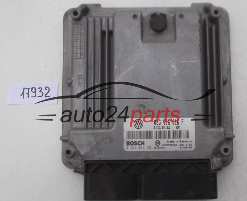 KOMPUTER STEROWNIK SILNIKA SKODA OCTAVIA 2.0 TDI BOSCH 0 281 011 391, 0281011391, 03G 906 016 F, 03G906016F