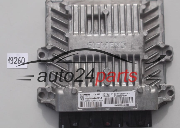 KOMPUTER STEROWNIK SILNIKA CITROEN PEUGEOT 2.0 HDI SIEMENS 5WS40205E-T, 5WS40205ET, SW9658345380, HW9655041480, SID803 