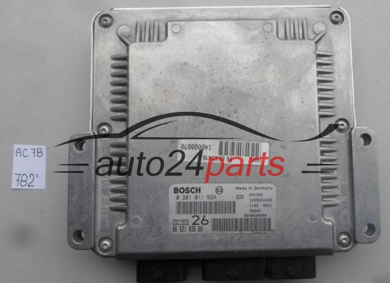 CITROEN C5 2.0 HDI BOSCH 0281011524, 0 281 011 524, 9652183880, 96 521 838 80, EDC15C2 26 
