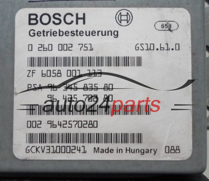 Boîte de vitesses automatique contrôleur CITROEN PEUGEOT BOSCH 0260002751, 96 345 835 80
