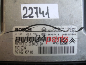 KOMPUTER STEROWNIK SILNIKA CITROEN C5 1.6 HDI BOSCH 0 281 011 561, 0281011561, 96 589 453 80, 9658945380, 9653958980, 1039S08536, EDC16C34
