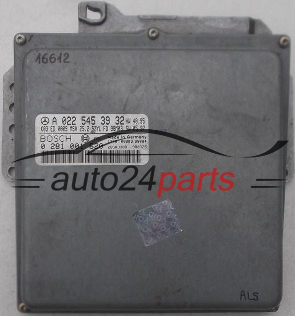 CALCULATEUR MOTEUR MERCEDES W210 2.9 TD BOSCH 0 281 001 620, 0281001620, A 022 545 39 32, A0225453932