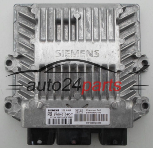MOTORSTEUERGERÄT ECU STEUERGERÄT CITROEN PEUGEOT 2.0 HDI SIEMENS 5WS40104C-T,  SW 9651942480, HW 9647423380, SID801A